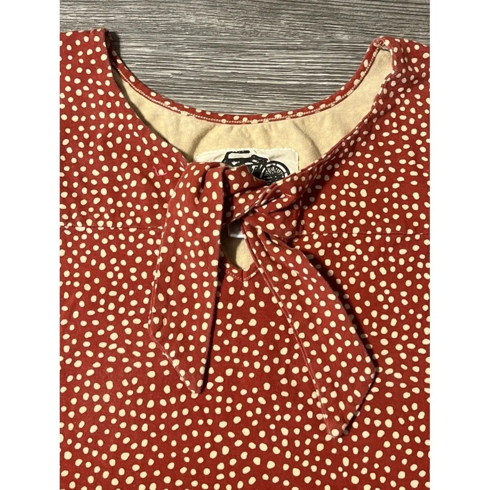 Effie's Heart The Ready Dress in Chamomile Print Burnt Orange Polka Dot Size 1X - Picture 4 of 9
